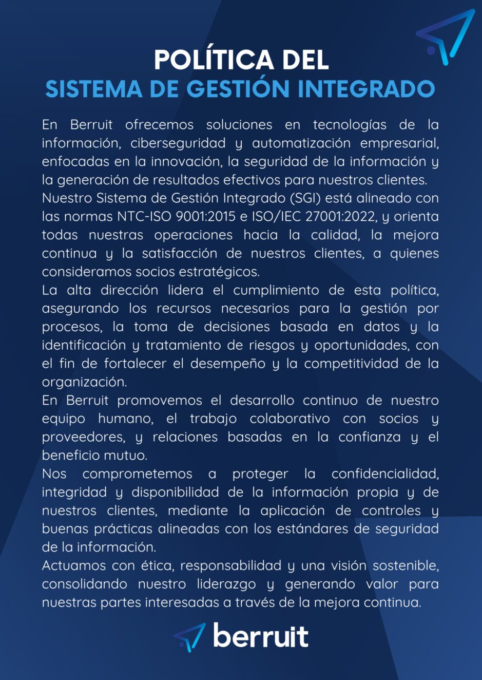 Politica del sistema de gestión integrado