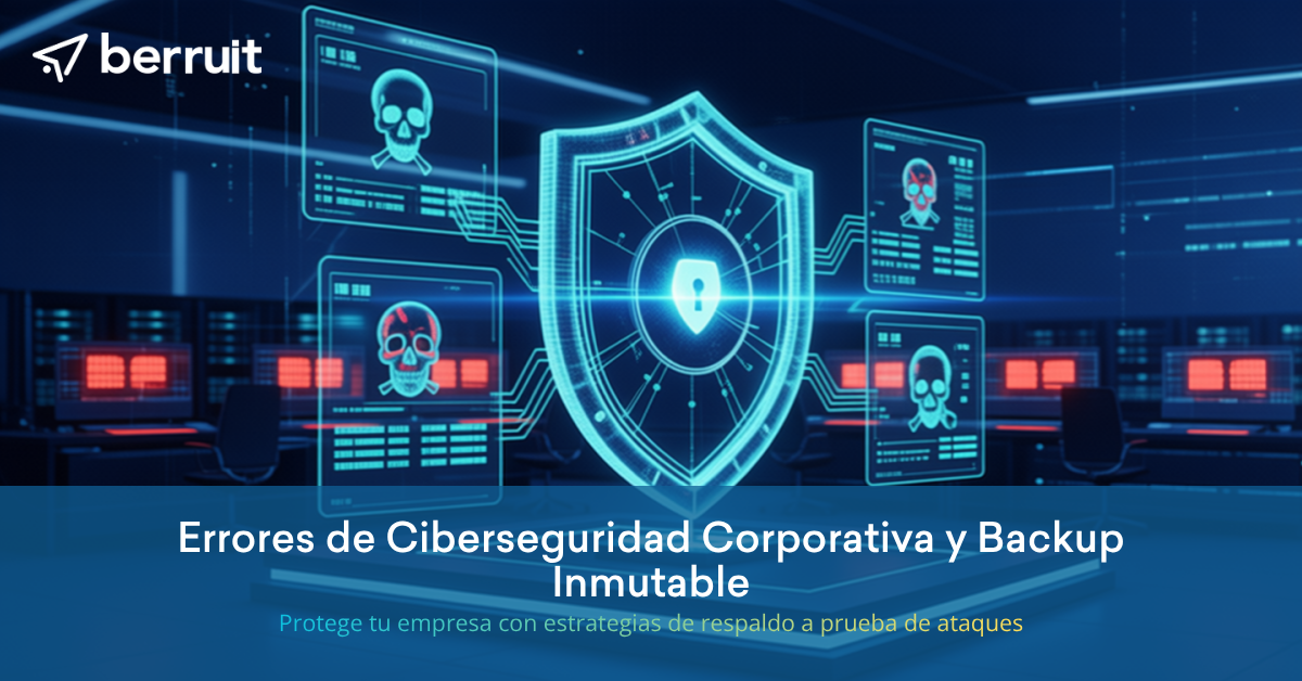 MÁS ALLÁ DEL «TICKET ABIERTO»: 5 PROBLEMAS CRÍTICOS DE TI QUE TU PROVEEDOR ACTUAL NO SABE RESOLVER (Y CÓMO LOS SOLUCIONA BERRUIT) 3 errores-ciberseguridad-corporativa-backup-inmutable